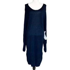 Ashro Long Sleeve Tunic Sweater Dress Women’s SZ 2X Navy Blue Fall Classic NEW